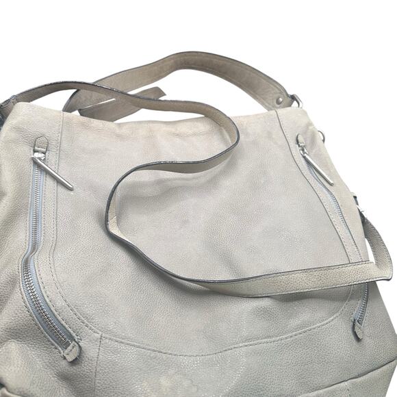 Elliott Lucca Gray Leather Slouchy Hobo Shoulder Bag Crossbody Large - Picture 15 of 15
